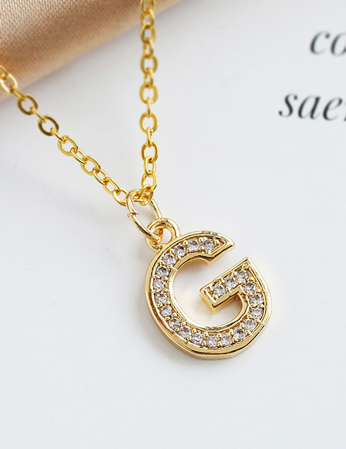 Fashion G Copper-inlaid Zircon Alphabet Necklace