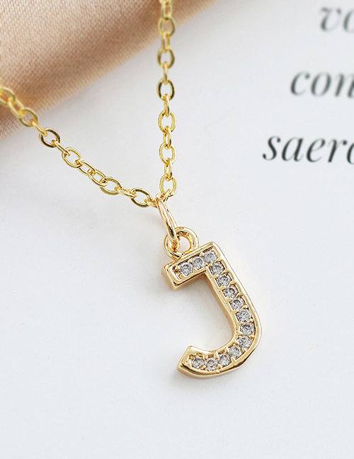 Fashion J Copper-inlaid Zircon Alphabet Necklace