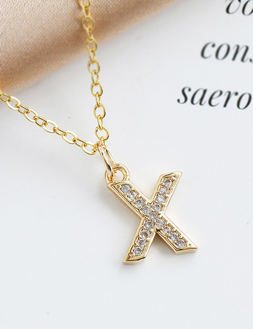 Fashion X Copper-inlaid Zircon Alphabet Necklace