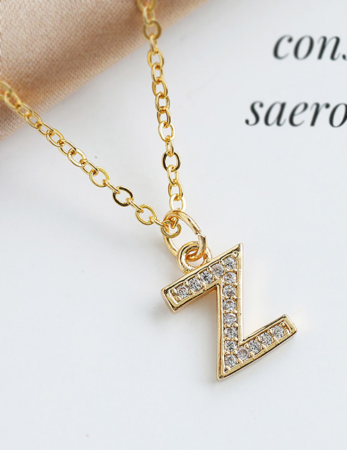 Fashion Z Copper-inlaid Zircon Alphabet Necklace
