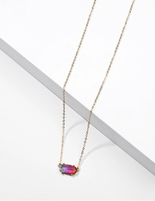 Fashion Red Transparent Geometric Resin Gradient Alloy Necklace