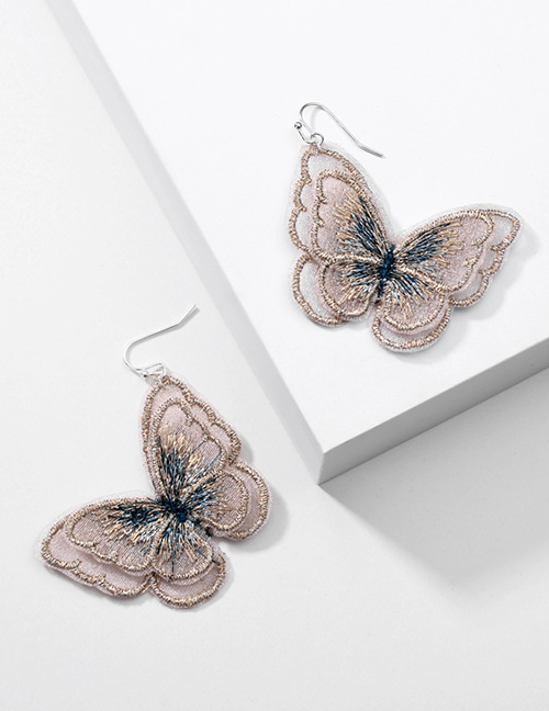 Fashion Khaki Eugen Yarn Lace Butterfly Earrings