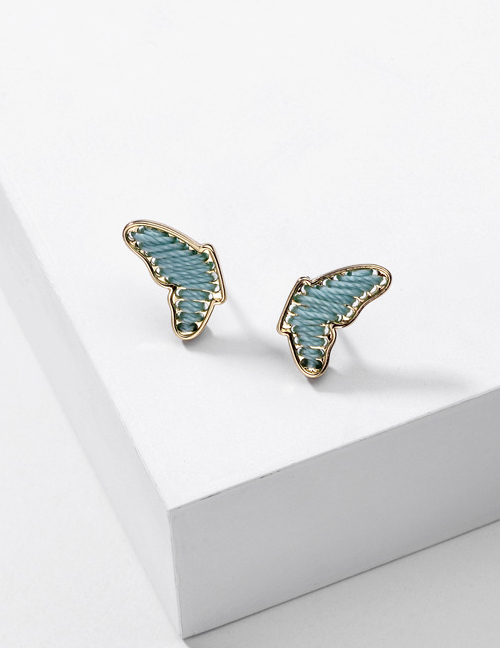 Fashion Blue Butterfly Wrapped Wings Alloy Earrings