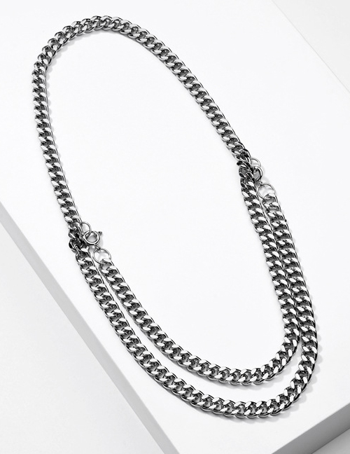 Fashion Silver Metal Chain Double Short Necklace