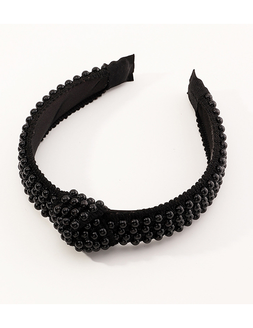 Fashion Black Handmade Pearl Broadband Knotted Headband