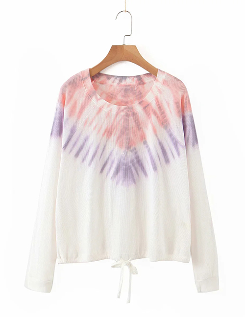 Fashion Color Tie-dye Lace-up Contrast Loose Sweater