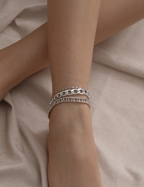 Fashion White K Hollow Chain Alloy Multi-layer Anklet