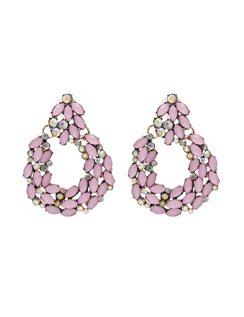 Fashion Pink Geometric Diamond Earrings