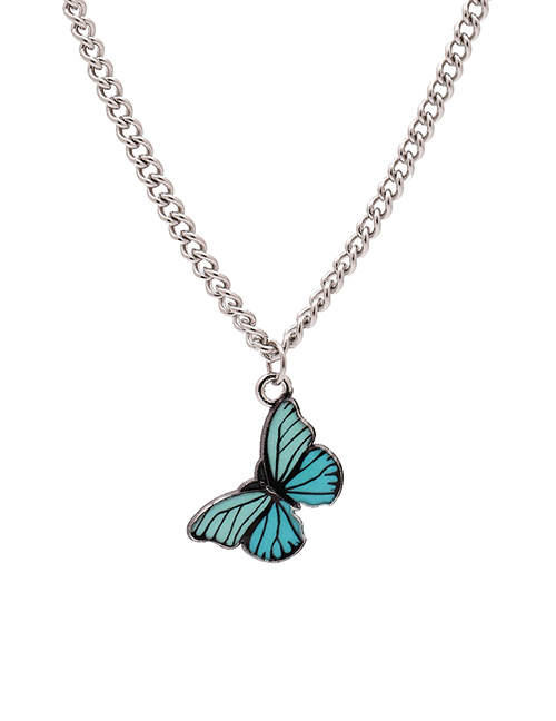 Fashion Green Butterfly Drop Alloy Necklace