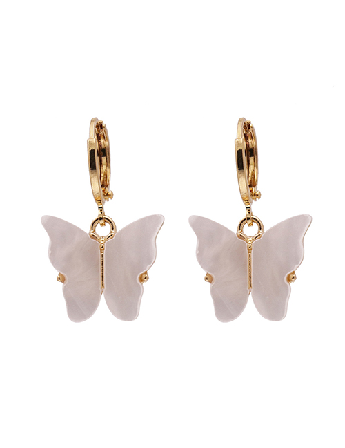 Fashion White Earrings Butterfly Resin Alloy Necklace Bracelet Earrings