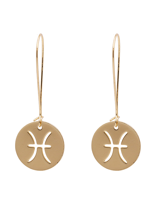 Fashion Pisces Constellation Geometric Round Hollow Alloy Earrings