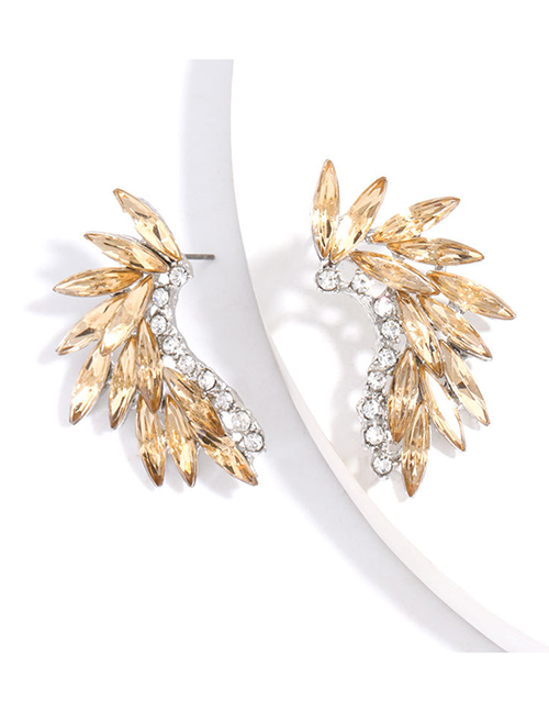 Fashion Golden Curved Alloy Pierced Earrings With Diamonds