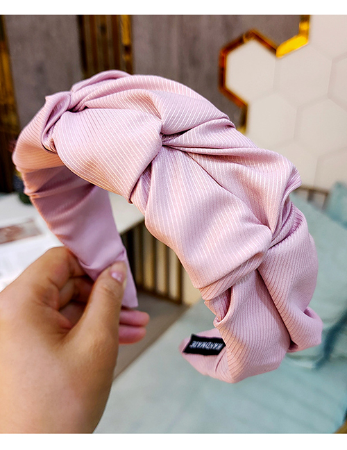Fashion Pink Fabric Twill Wide-brimple Pleated Knot Headband