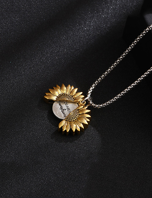 Fashion Golden Sunflower Openable Pendant Necklace