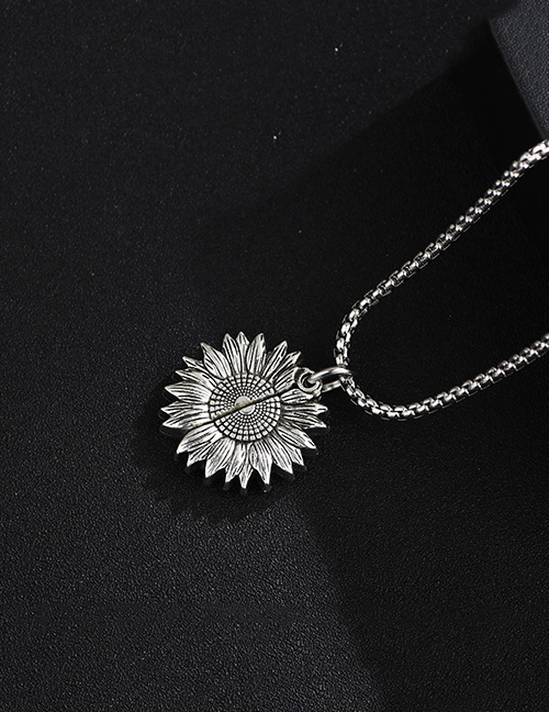Fashion Silver Sunflower Openable Pendant Necklace