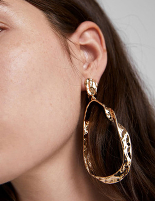 Fashion Golden Alloy Irregular Spiral Geometric Earrings