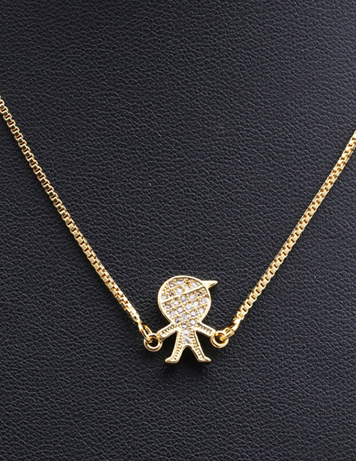 Fashion Boy Micro-set Zircon Boy And Girl Family Hanging Necklace