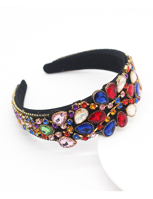 Fashion Color Mixing Geometrical Alloy Wide-brimmed Hair Band With Rhinestones