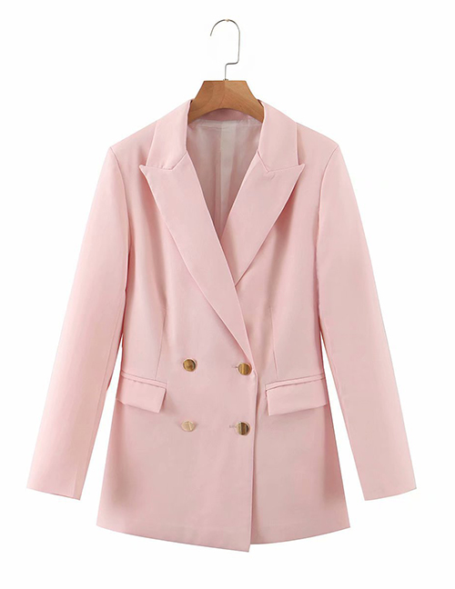 Fashion Pink Double-breasted Loose Blazer