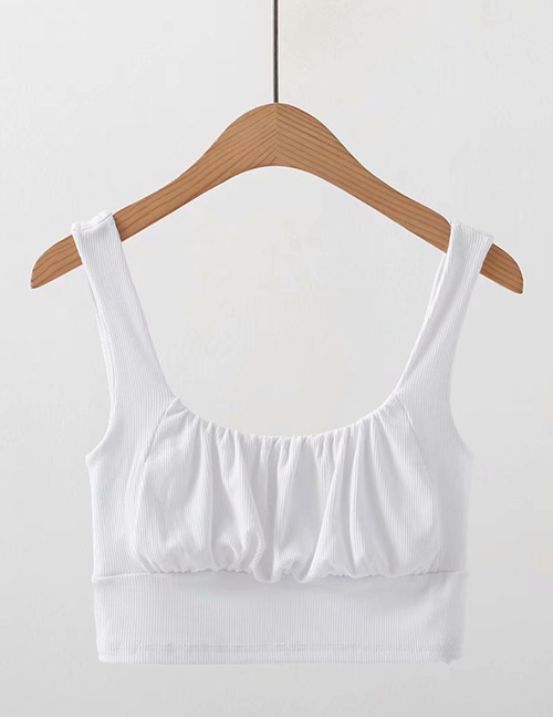 Fashion White Threaded Pleated Vest Strap Top