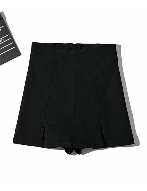 Fashion Black Washed Double Slit Jeans Skirt
