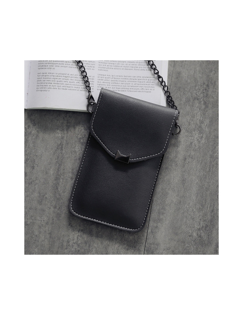 Fashion Dark Gray Cat Ear Chain Transparent Touch Screen Shoulder Messenger Bag