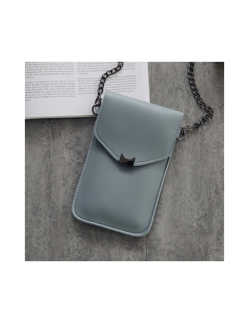 Fashion Gray-blue Cat Ear Chain Transparent Touch Screen Shoulder Messenger Bag