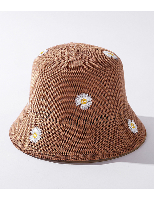 Fashion Camel Little Daisy Knitted Embroidered Fisherman Hat