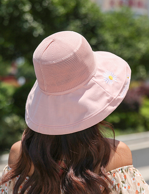 Fashion Pink Knitted Top Stitching Little Daisy Fisherman Hat