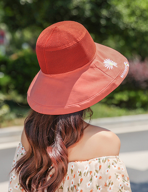 Fashion Orange Knitted Top Stitching Little Daisy Fisherman Hat