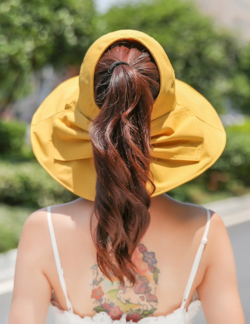 Fashion Yellow Bow Tie Sunshade Fisherman Hat