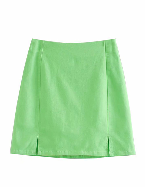 Fashion Green Loose A-line Split Skirt