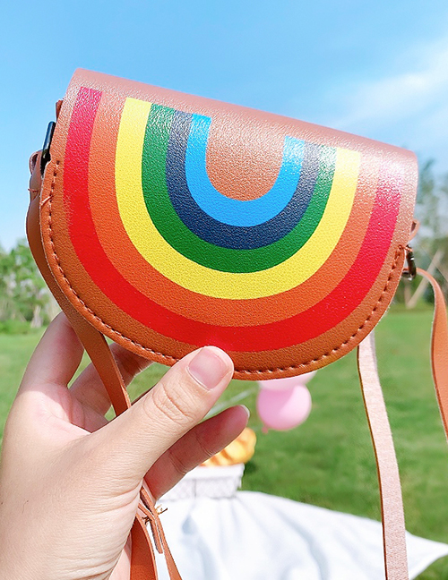 Fashion Rainbow Flower Dinosaur Rabbit Stitching Contrast Color Crossbody Shoulder Bag