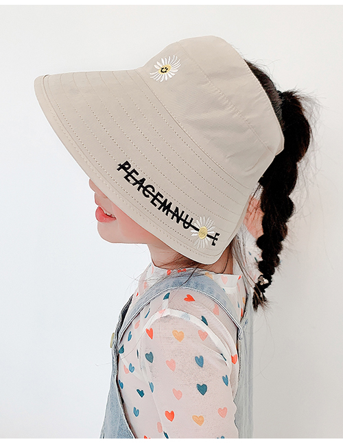 Fashion Small Daisy-beige One Size (adjustable) Send Windproof Rope Head Circumference Is About 48cm-53cm (recommended 3-8 Years Old) Little Daisy Dinosaur Embroidery Letter Empty Top Childrens Sun Hat