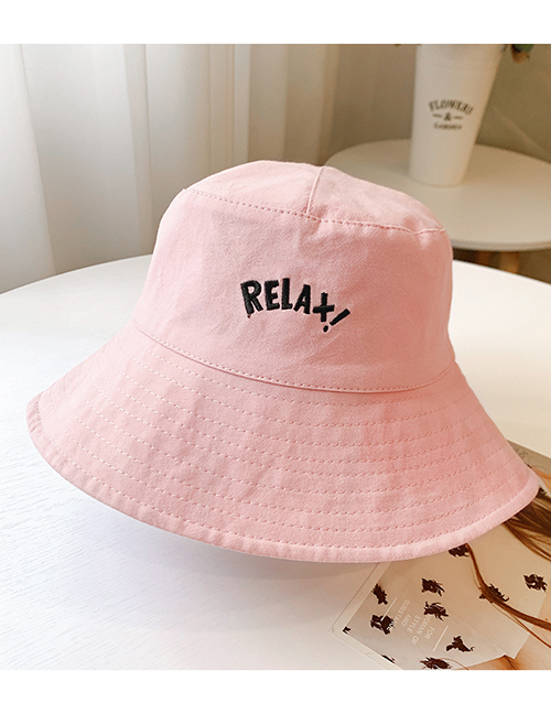 Fashion Letters-pink Head Circumference About 48-53cm 3-8 Years Old Alphabet Bicycle Embroidery Children Sunscreen Fisherman Hat