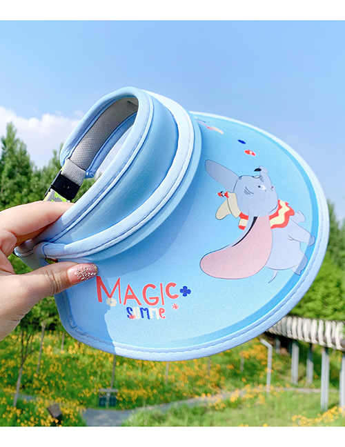 Fashion Baby Elephant-light Blue Adjustable Size (45cm-56cm) 2 Years Old To 12 Years Old Flying Elephant Printed Sunscreen Sun Hat For Children