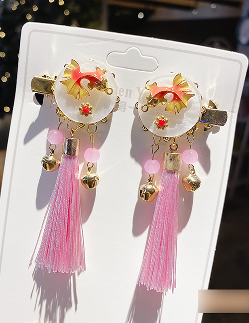Fashion Orange Red With Fish Every Year-pink Resin Flower Butterfly Tassel Alloy Children Hairpin