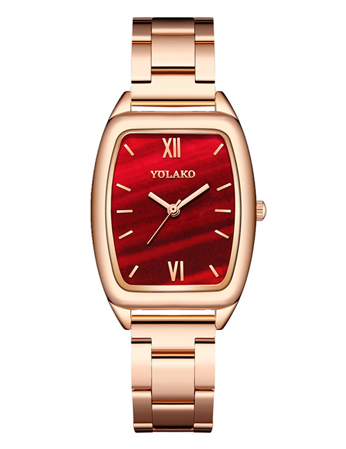 Fashion Red Womens Quartz Watch With Steel Bar And Bucket