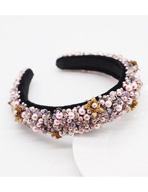 Fashion Pink Sponge Metal Flower Headband