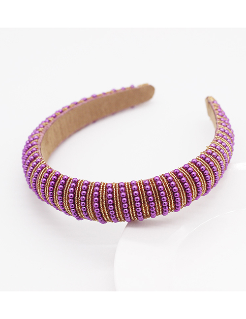 Fashion Purple Multicolor Rice Beads Braided Headband