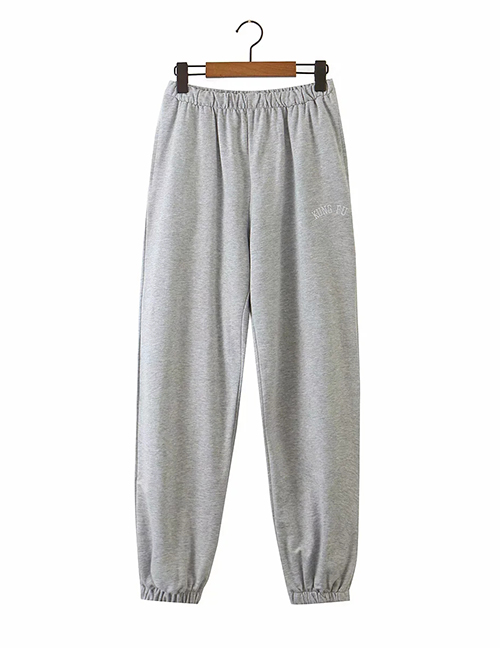 Fashion Gray Sports Sweater Elastic Suit Trousers