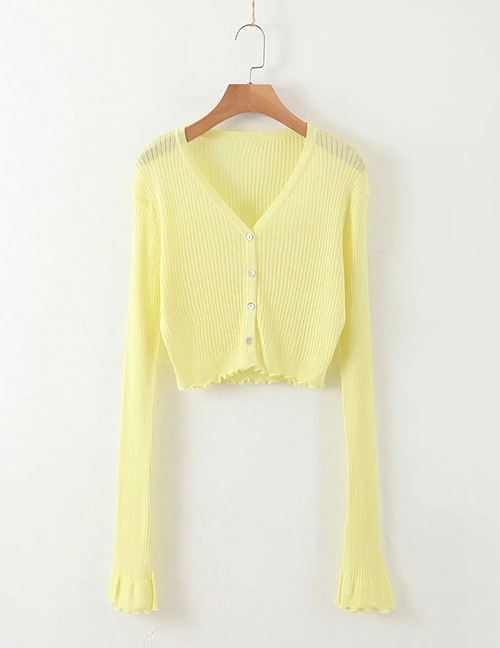 Fashion Yellow Sunscreen Air Conditioning Shirt With Split Sleeves