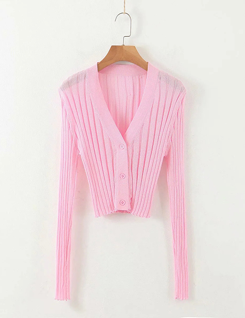 Fashion Pink Single-breasted Air-conditioning Sunscreen Sweater