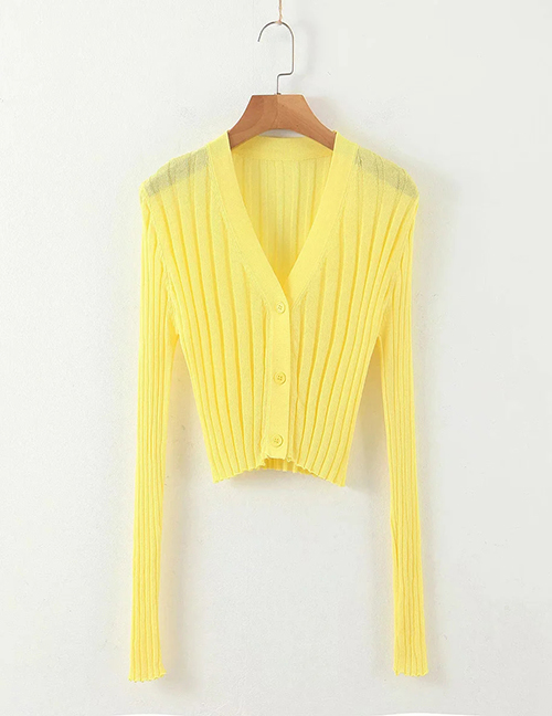Fashion Yellow Single-breasted Air-conditioning Sunscreen Sweater