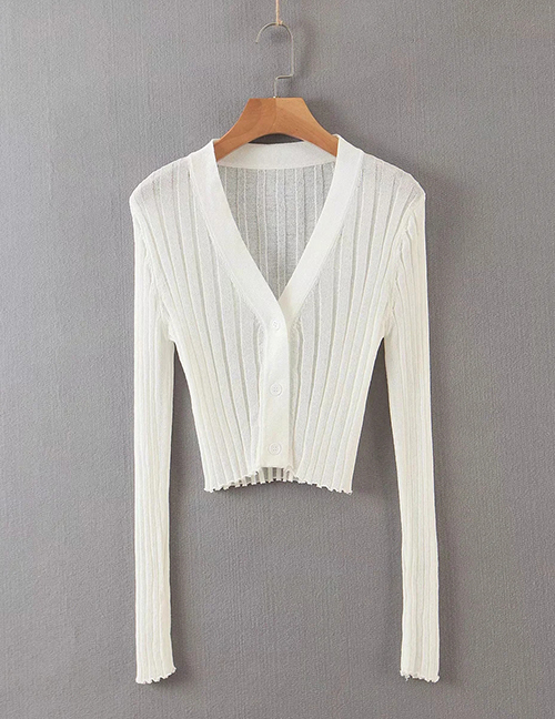 Fashion White Single-breasted Air-conditioning Sunscreen Sweater