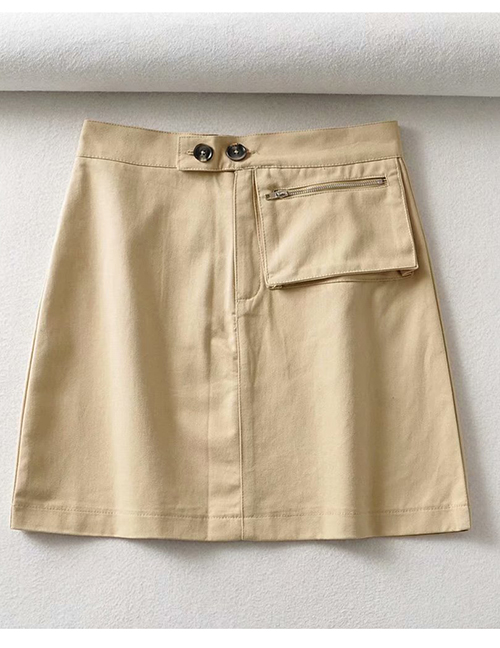 Fashion Beige Zip A-line Skirt