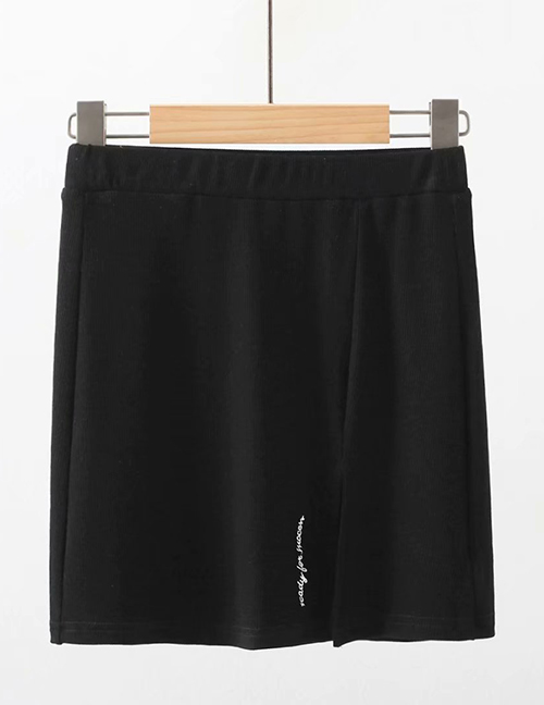 Fashion Black Letter Embroidered Split Skirt