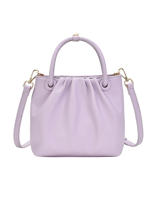 Fashion Purple Pleated Shoulder Messenger Handbag