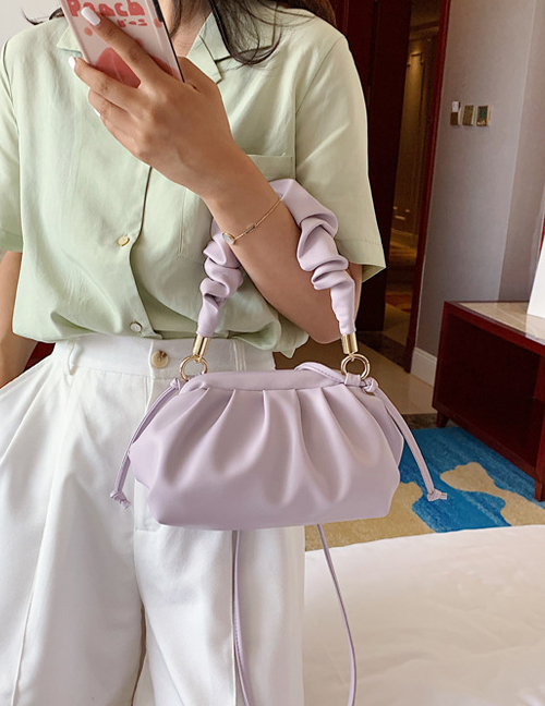 Fashion Purple Pleated Crossbody Shoulder Bag