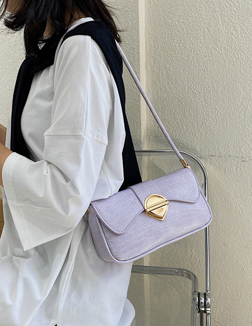 Fashion Purple Cross-body Underarm Bag With Lock Shoulder